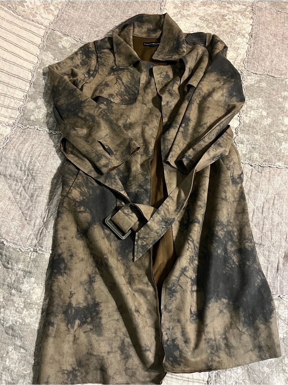 Catherine Malandrino Brown and Black Tie-Dye Trench Coat